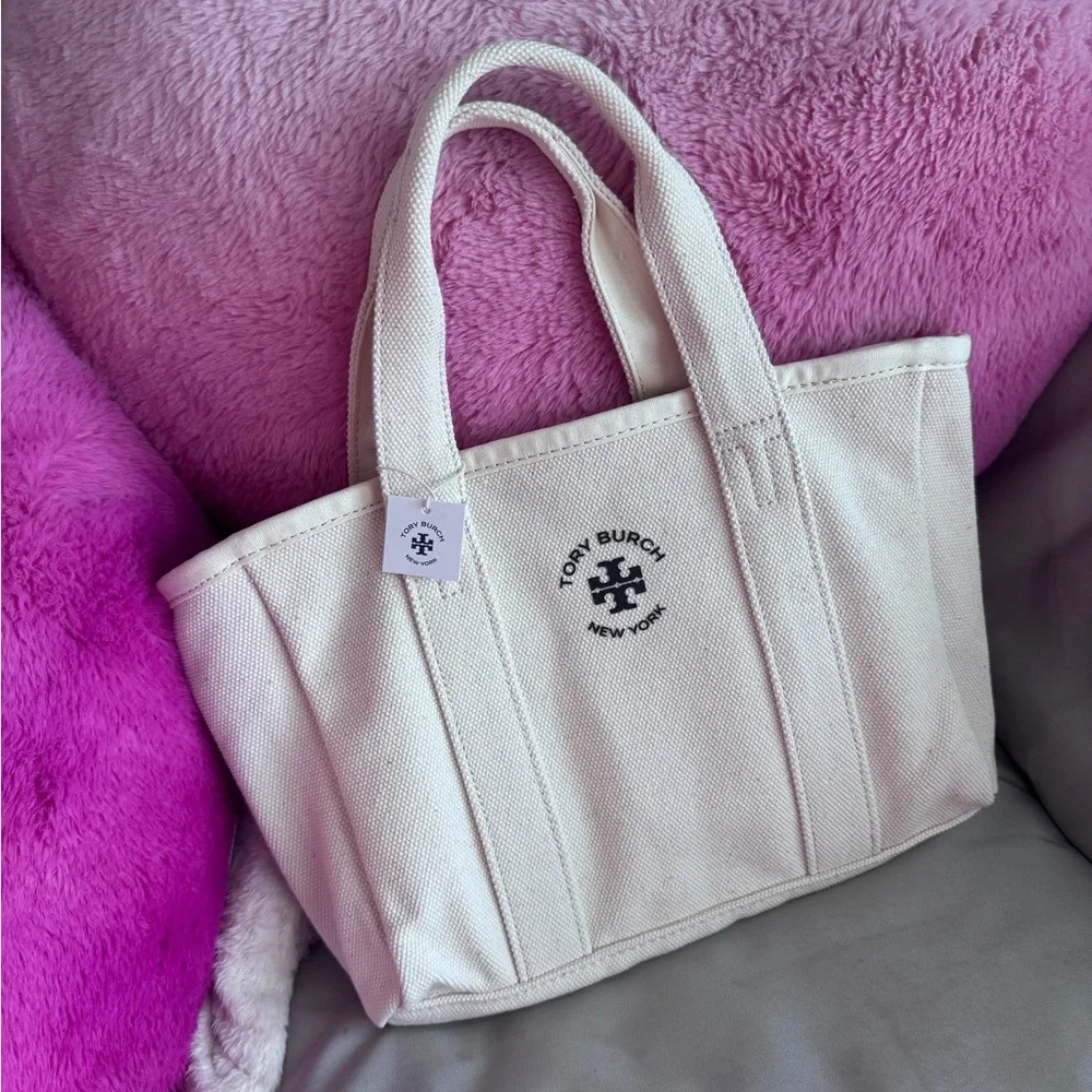 Tory Burch Natural Canvas Mini Tote Bag - Picture 8 of 14